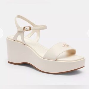 COACH Gale Wedge Sandal
(NWB)
Color : Chalk 
They light weights